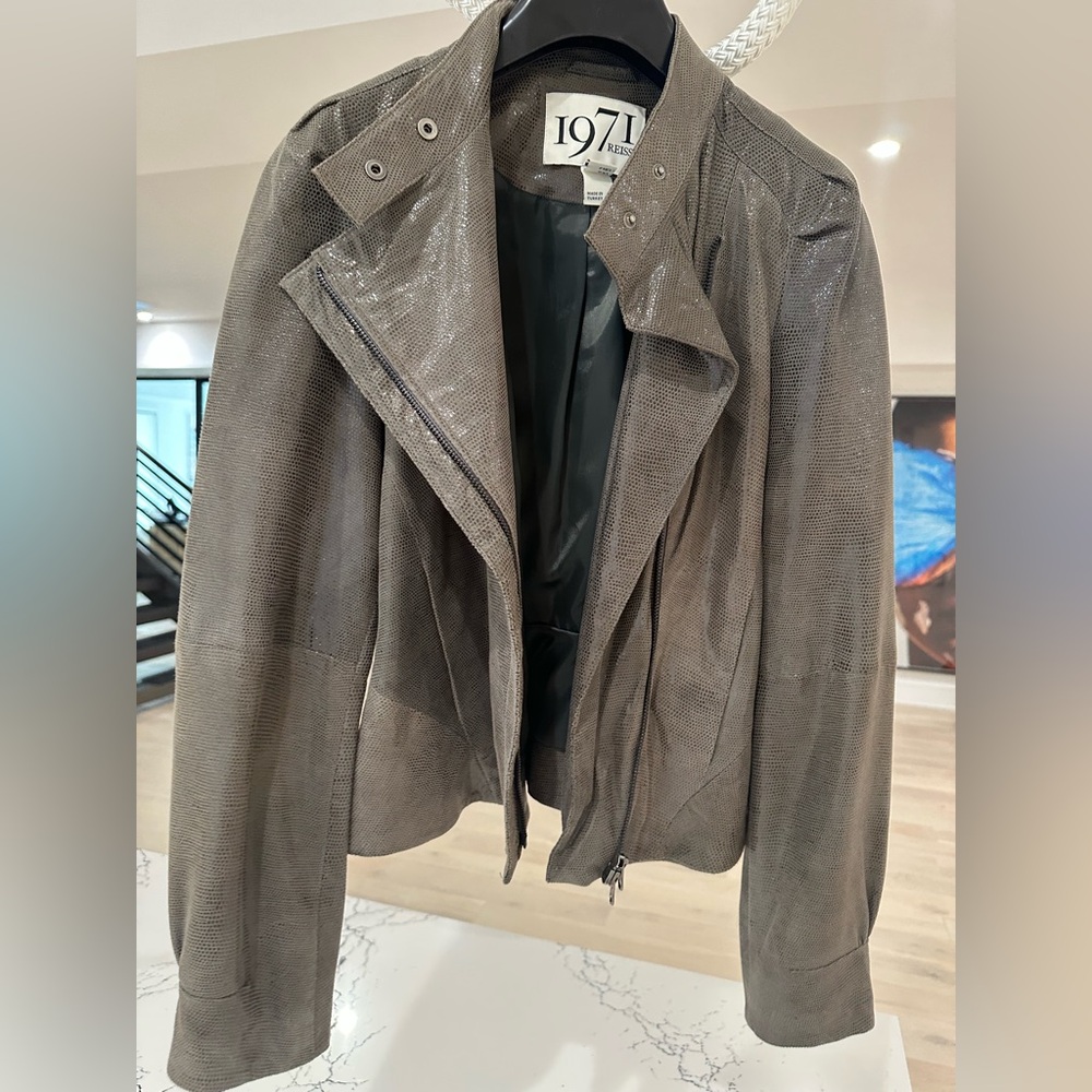 Reiss 1971 Leather Jacket (Brown) size UK 10/US6 - Picture 5 of 16